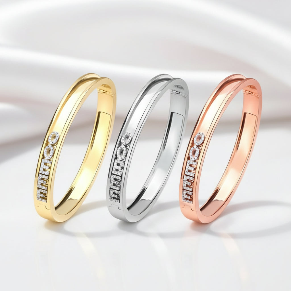 DIY Sliding Personality Roman Numeral Bangle-Black Diamonds New York