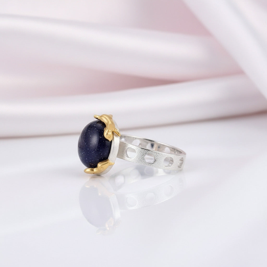 Dog Escape From the Earth Rotatable Ring-Black Diamonds New York