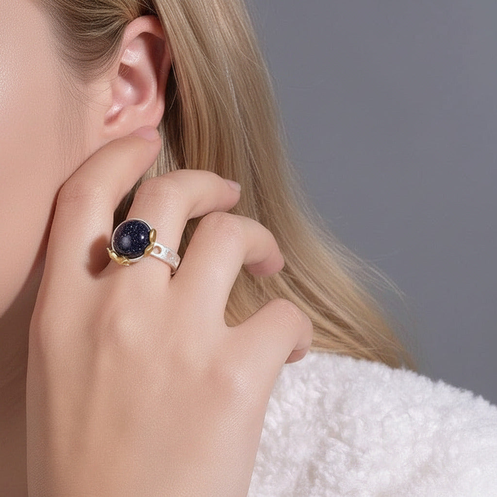 Dog Escape From the Earth Rotatable Ring-Black Diamonds New York