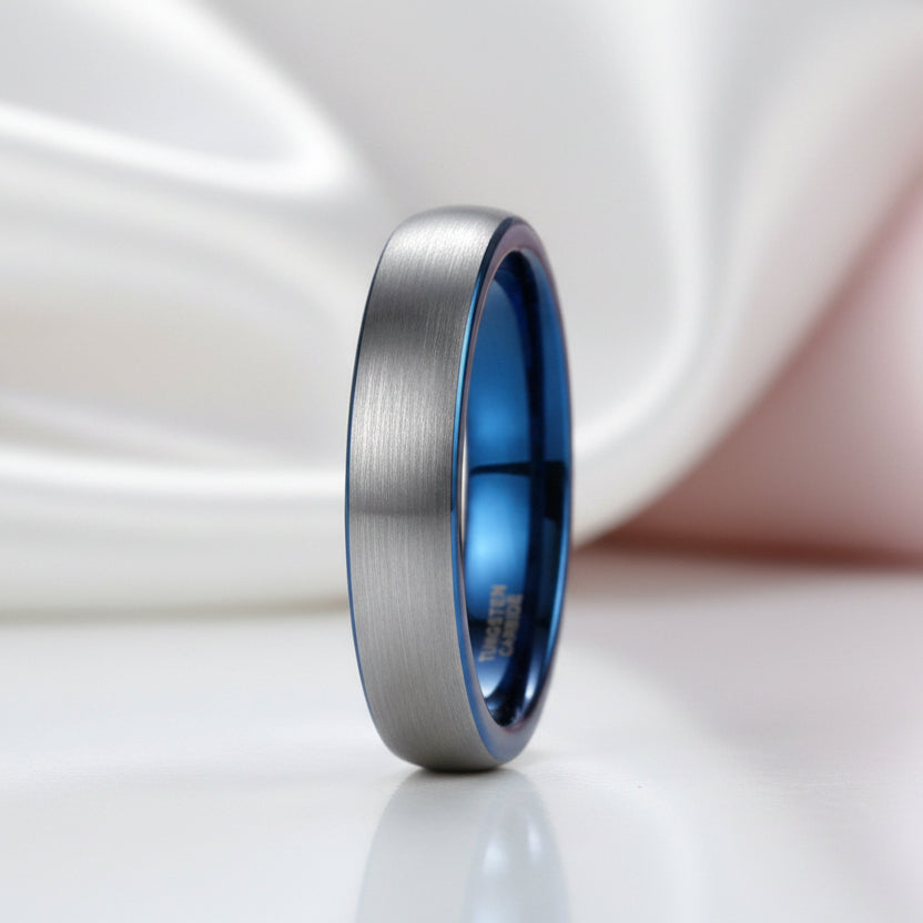 Dome Tungsten Carbide Men's Wedding Band-Black Diamonds New York