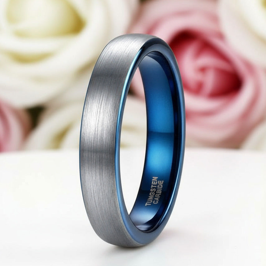 Dome Tungsten Carbide Men's Wedding Band-Black Diamonds New York