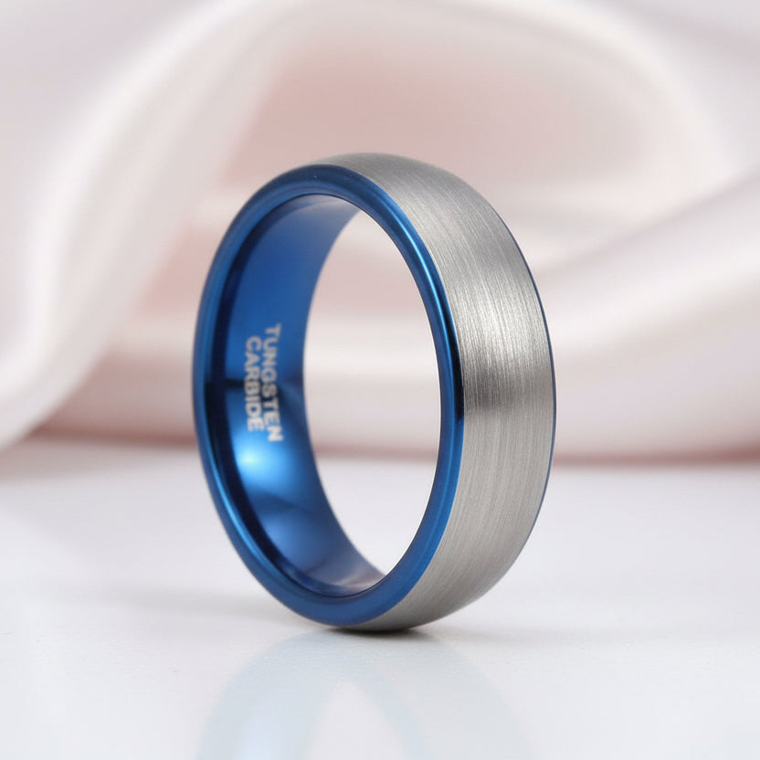 Dome Tungsten Carbide Men's Wedding Band-Black Diamonds New York