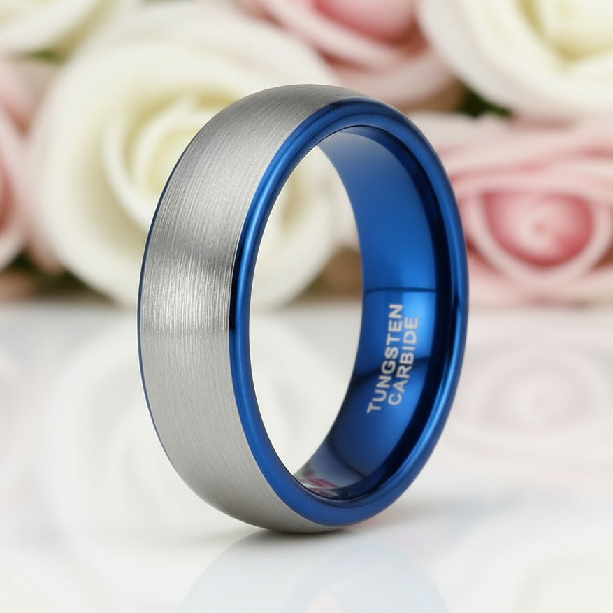 Dome Tungsten Carbide Men's Wedding Band-Black Diamonds New York