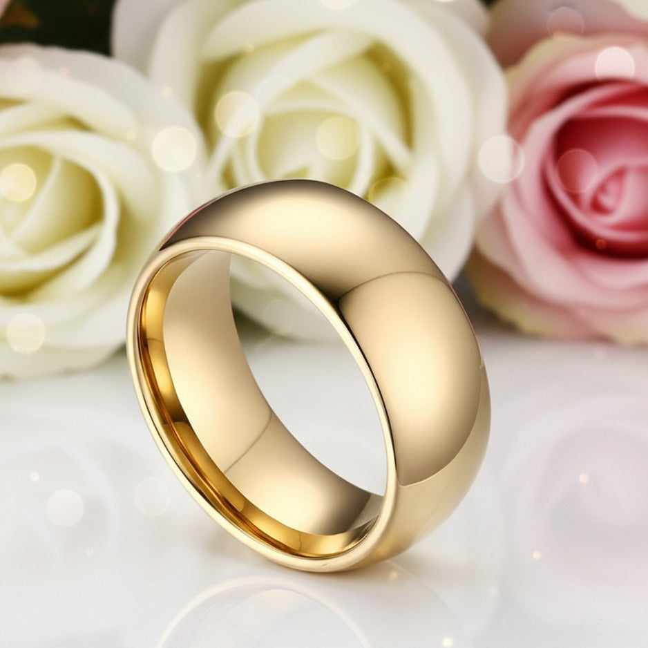 Domed Men's 8mm Tungsten Wedding Band-Black Diamonds New York