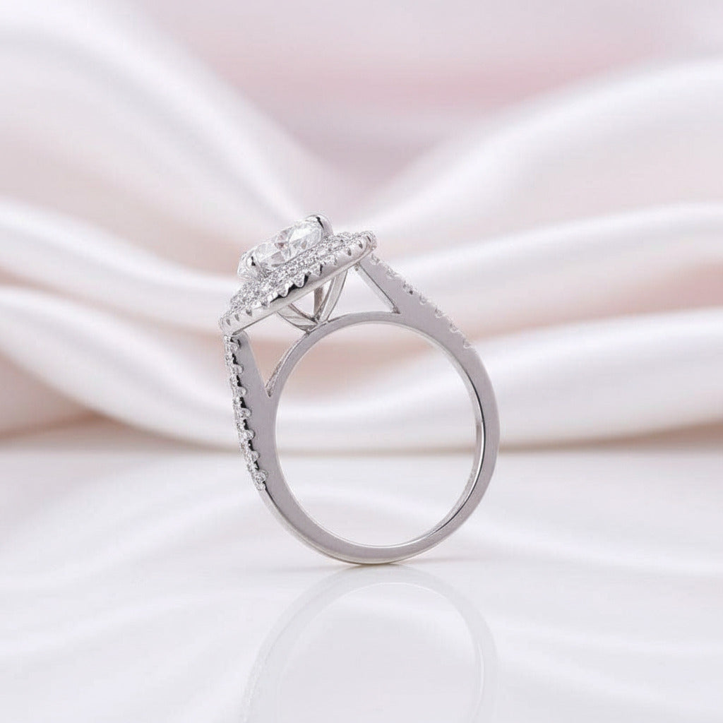 Double Halo Pear Cut 3-Pieces Wedding Set-Black Diamonds New York