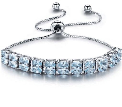 Double Layer Azure Oval Cut Bracelet In Sterling Silver - Black Diamonds New York