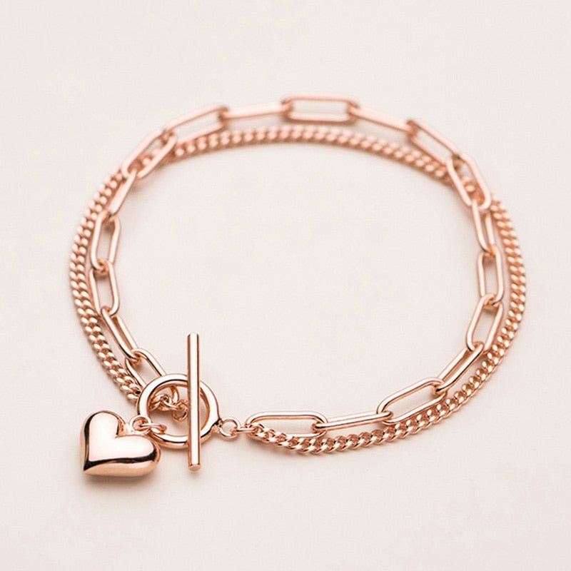 Double Layer Chain Heart Love Bracelet