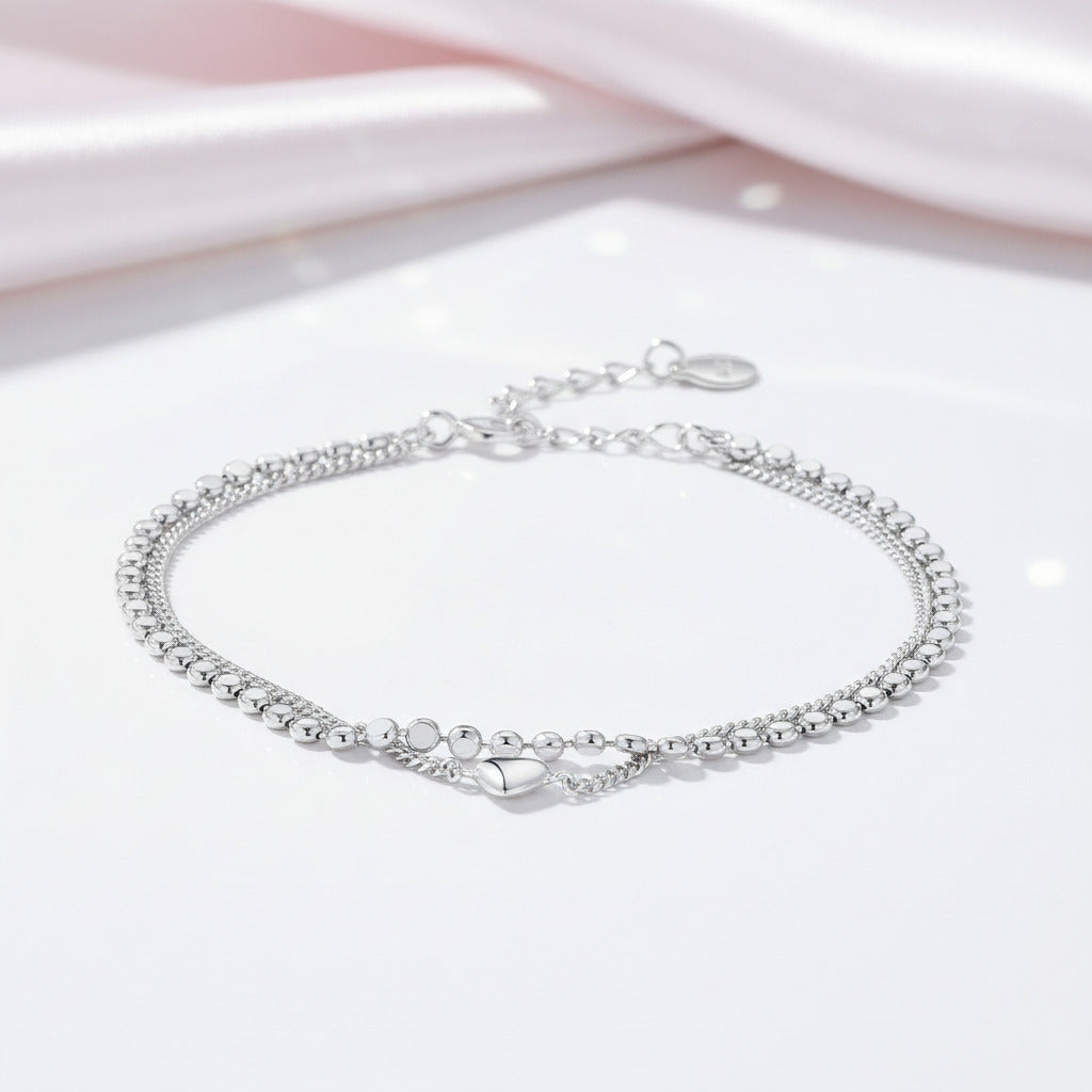 Double Layer Heart Adjustable Bracelet-Black Diamonds New York