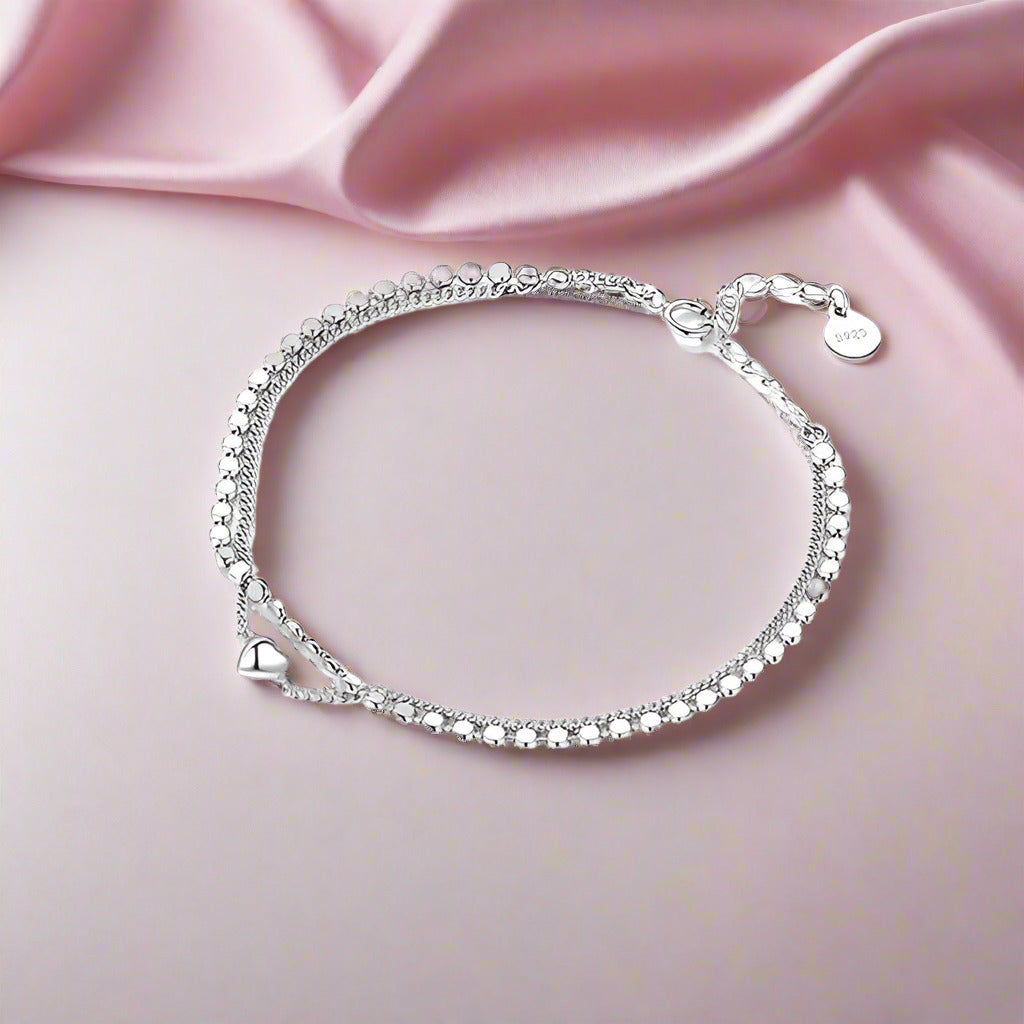 Double Layer Heart Adjustable Bracelet-Black Diamonds New York