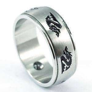 Dragon Magnetic Stainless Steel Men's Wedding Band-Black Diamonds New York