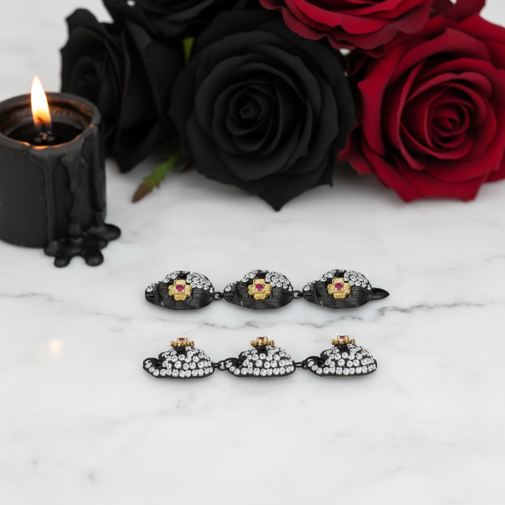 Drop Skull Bohemian Earrings-Black Diamonds New York
