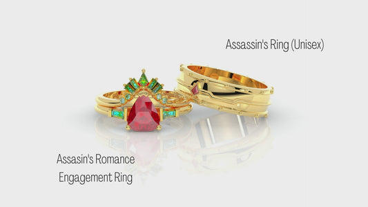 Necromancer's Couples Ring- 14K Rose Gold Video Game Inspired Rings- Affordable Gamers Engagement Rings by Black Diamonds- New York 5 / 925 Silver+
