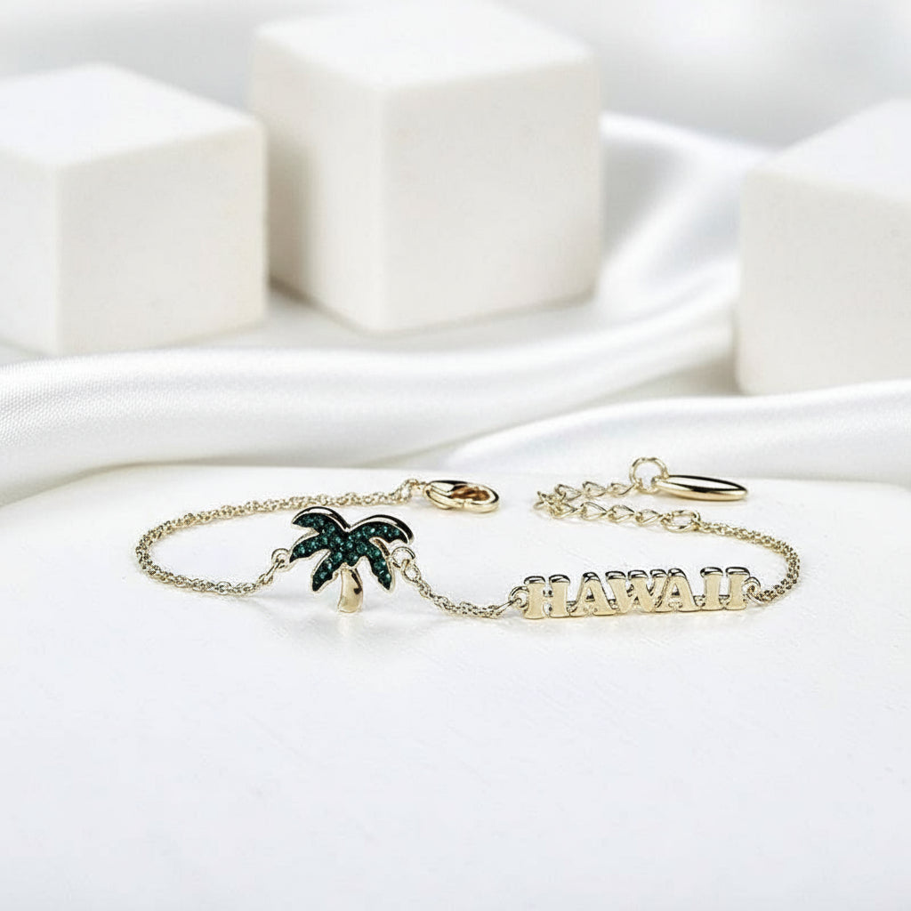 Summer Coconut Palm Hawaiian Style Bracelet with Diamond-Black Diamonds New York