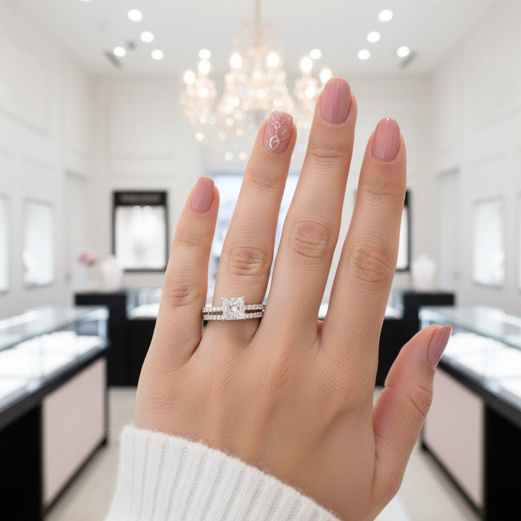 Elegant 1.5 Carat Cushion Cut Wedding Ring Set-Black Diamonds New York