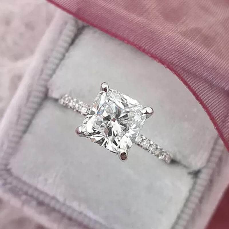 Elegant 1.5 Carat Cushion Cut Wedding Ring Set-Black Diamonds New York