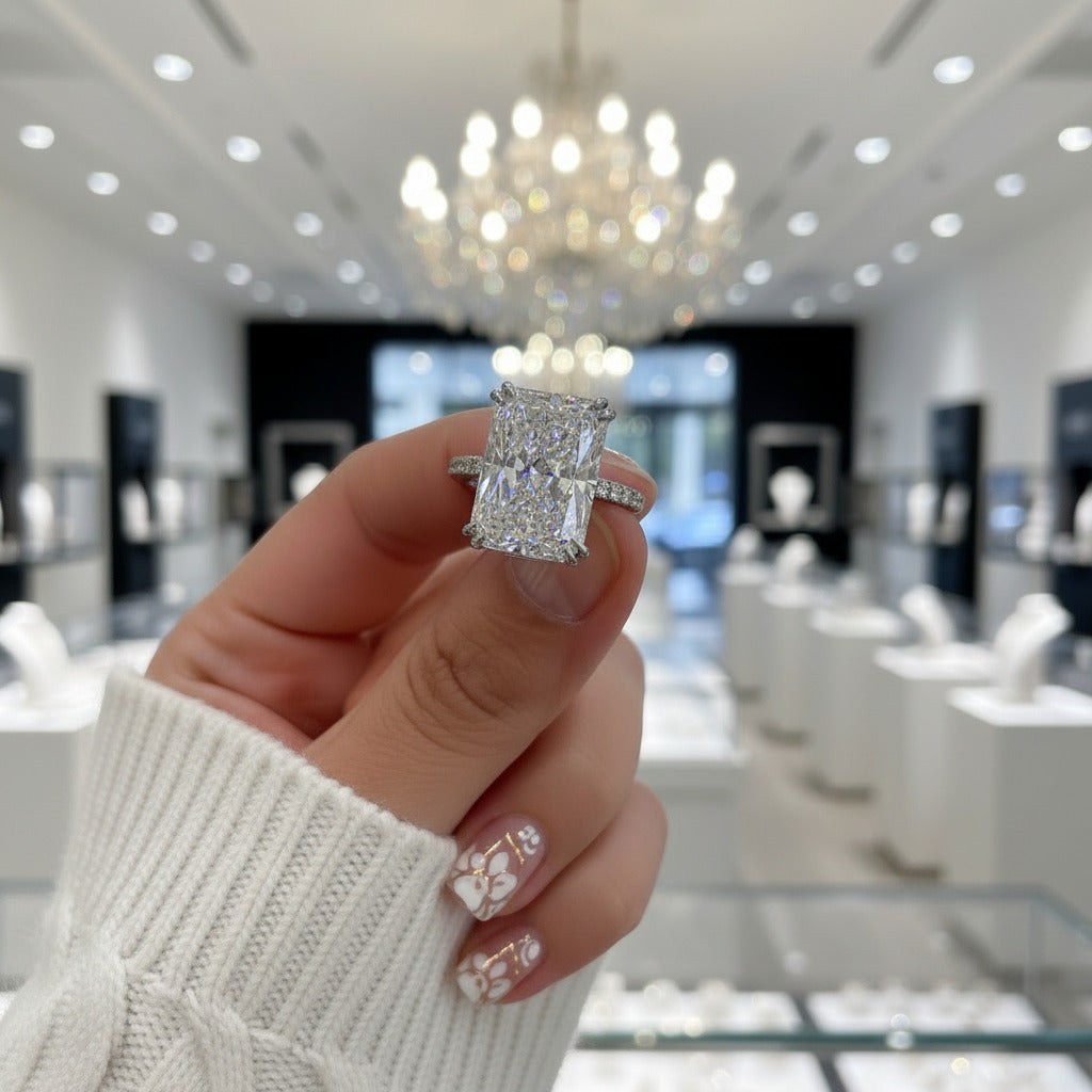 3.0ct Radiant Cut Diamond Option Engagement Ring-Black Diamonds New York