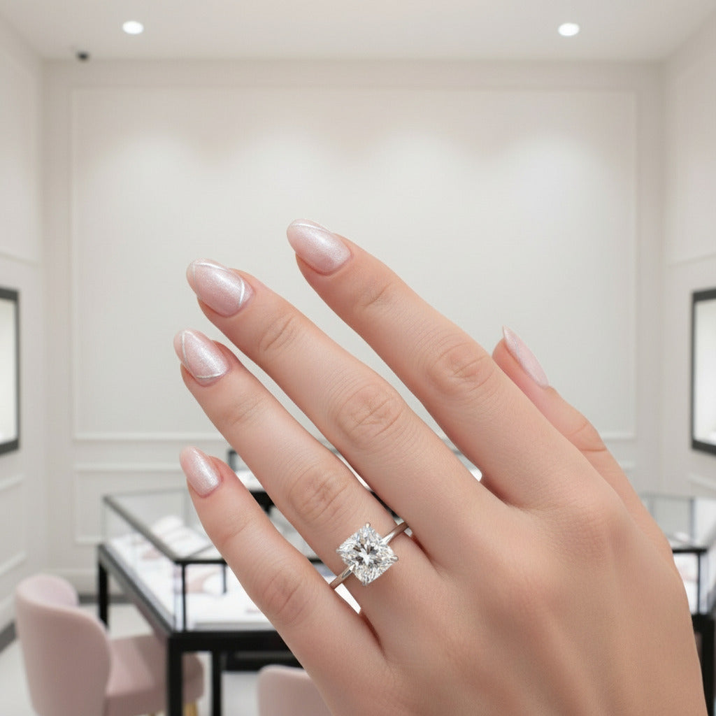 Elegant 3.0 Carat Cushion Cut Engagement Ring-Black Diamonds New York