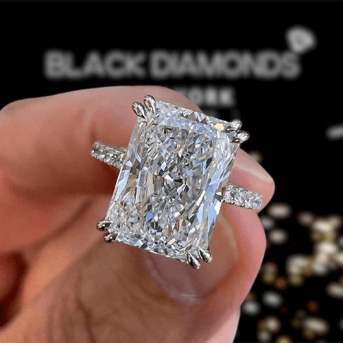 Elegant 3.0ct Radiant Cut Lab Grown Diamond Engagement Ring-Black Diamonds New York