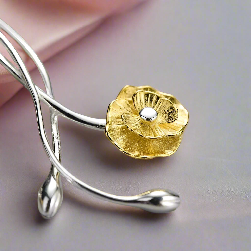 Elegant Anemone Flower Dangle Earrings-Black Diamonds New York