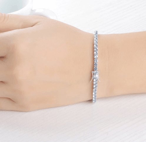Elegant Azure Round Cut Bracelet In Sterling Silver-Black Diamonds New York