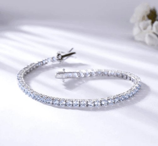 Elegant Azure Round Cut Bracelet In Sterling Silver - Black Diamonds New York