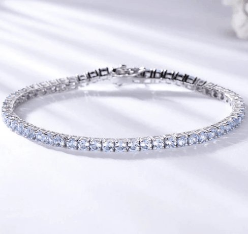 Elegant Azure Round Cut Bracelet In Sterling Silver - Black Diamonds New York