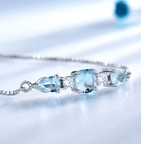 Elegant Azure Round&Pear Cut Bracelet-Black Diamonds New York