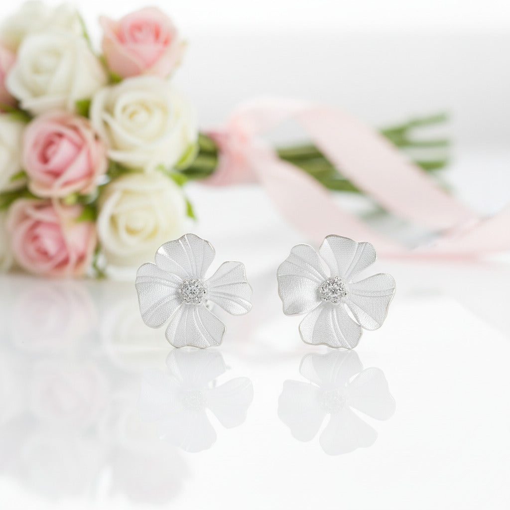 Gold Black Mini Flower Stud Earrings | Classy Women Collection
