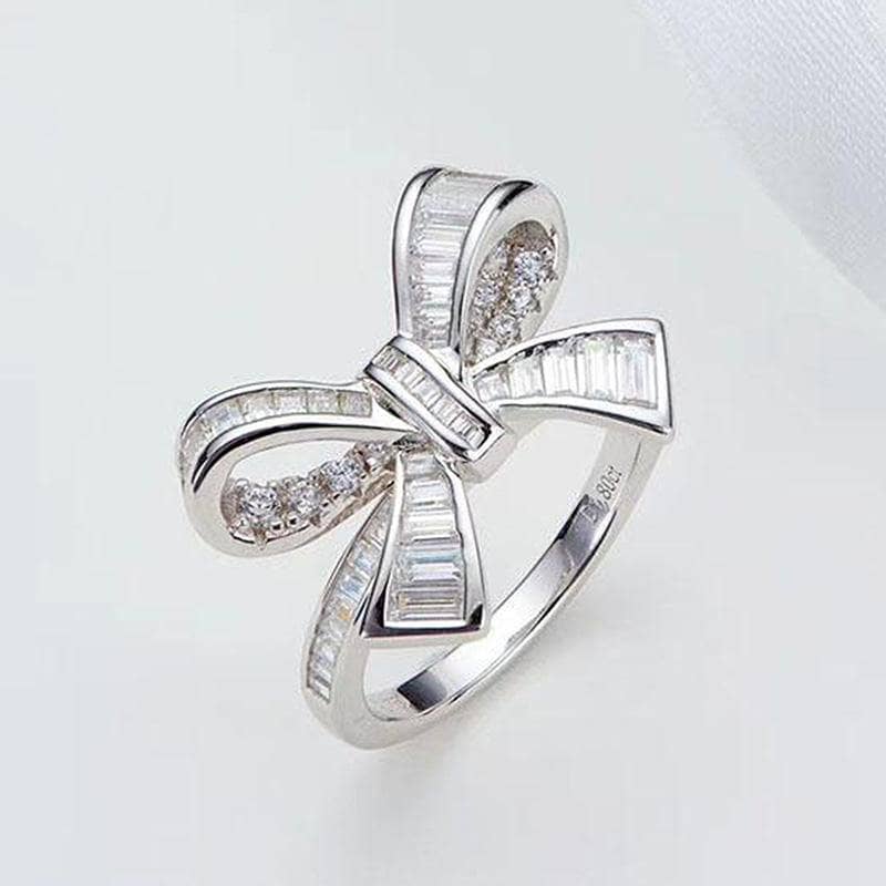 Elegant Bow-knot Design Engagement Ring-Black Diamonds New York