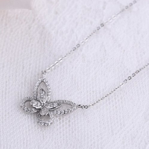 Elegant Butterfly Design Pendant Necklace-Black Diamonds New York