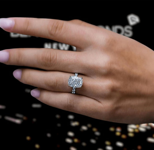 Elegant Cushion Cut Engagement Ring-Black Diamonds New York