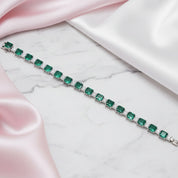 Elegant Emerald Cut Bracelet In Sterling Silver-Black Diamonds New York