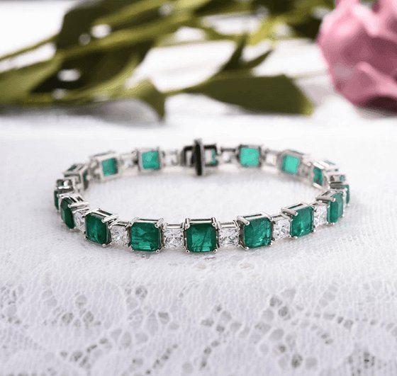 Elegant Emerald Cut Bracelet In Sterling Silver - Black Diamonds New York