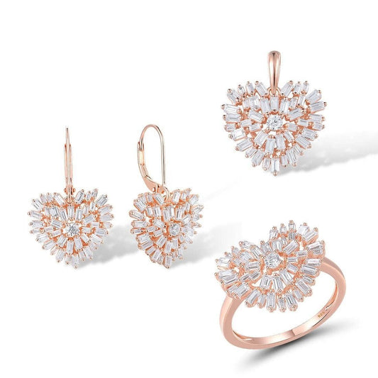 Elegant Created Diamond Heart Shaped Jewelry Set-Black Diamonds New York
