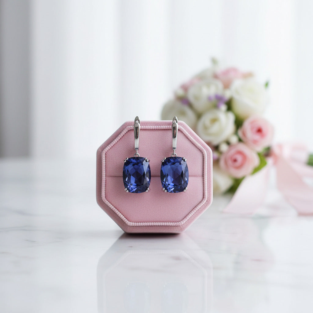 Elegant Blue Mystic Quartz Drop Earrings-Black Diamonds New York