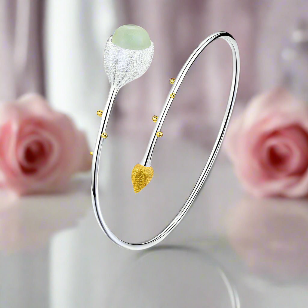 Elegant Lotus Buds Bangles-Black Diamonds New York