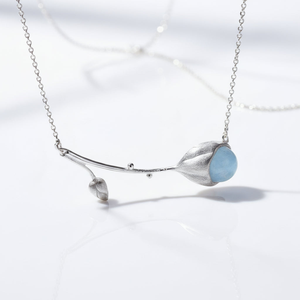 Elegant Lotus Buds Necklace-Black Diamonds New York