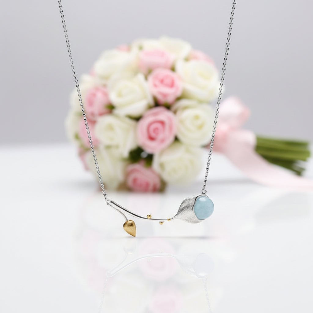 Elegant Lotus Buds Necklace-Black Diamonds New York