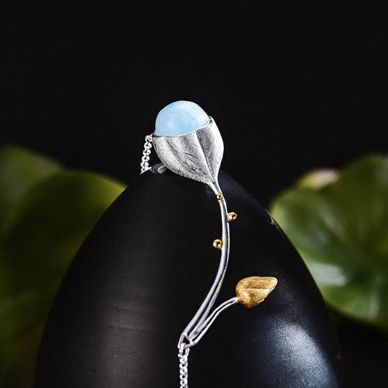 Elegant Lotus Buds Necklace-Black Diamonds New York