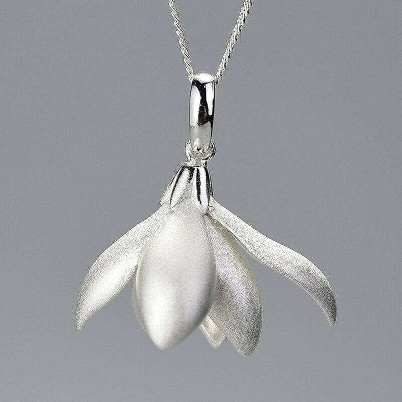Elegant Magnolia Flower Pendant-Black Diamonds New York