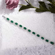 Elegant Oval Cut Bracelet In Sterling Silver-Black Diamonds New York