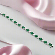 Elegant Oval Cut Bracelet In Sterling Silver-Black Diamonds New York