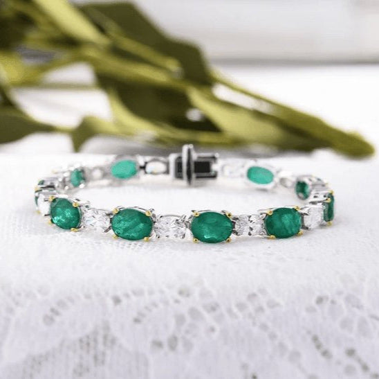 Elegant Oval Cut Bracelet In Sterling Silver-Black Diamonds New York