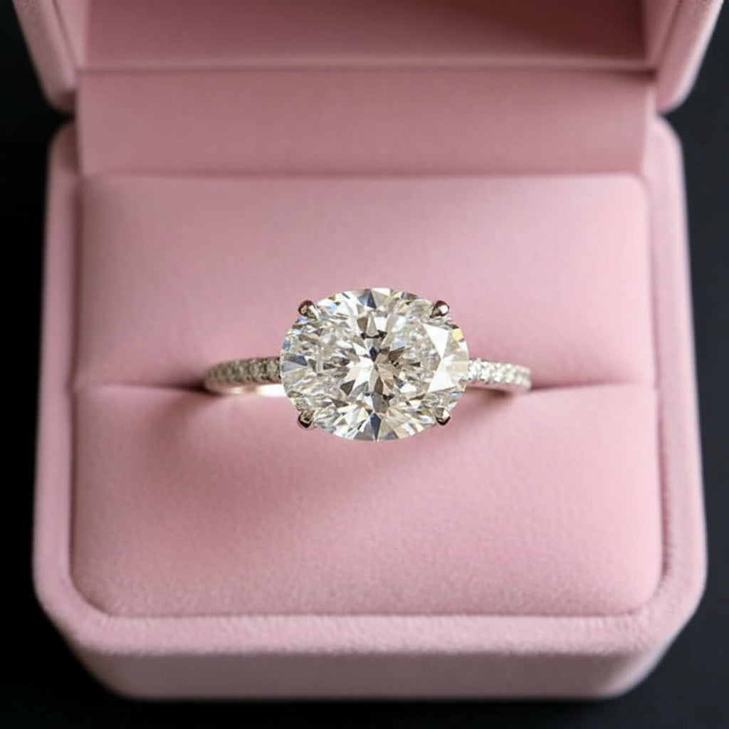 Elegant Oval Cut Diamond Option Engagement Ring-Black Diamonds New York