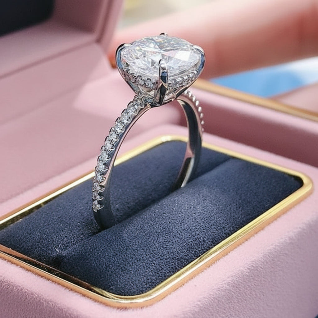 Elegant Oval Cut Diamond Option Engagement Ring-Black Diamonds New York