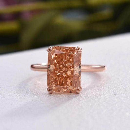 Elegant Rose Gold Champagne Engagement Ring-Black Diamonds New York