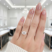 Elegant Rose Gold Oval Cut Simulated Diamond Option Engagement Ring-Black Diamonds New York