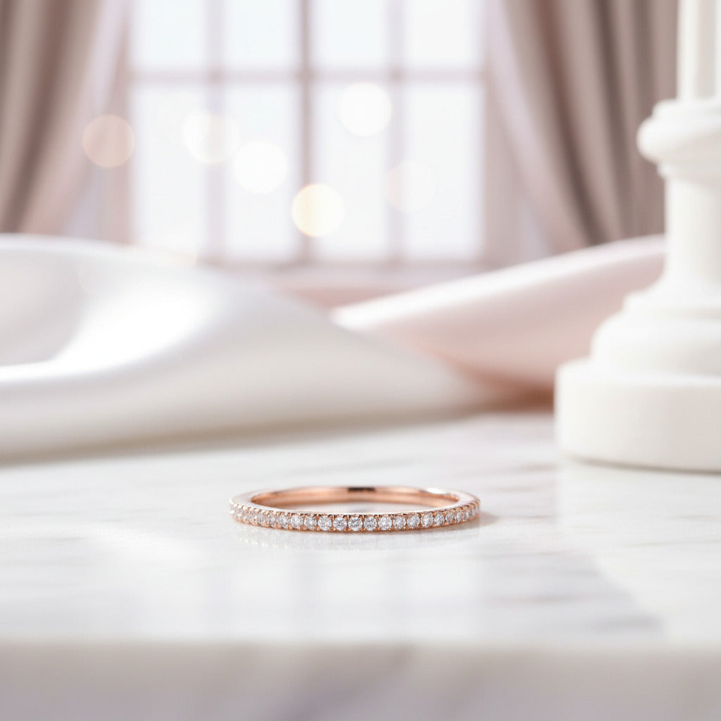 Elegant Rose Gold Round Cut 3PC Wedding Set-Black Diamonds New York