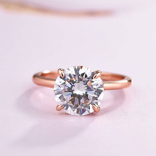 Elegant Rose Gold Round Cut 4 Prong Engagement Ring-Black Diamonds New York