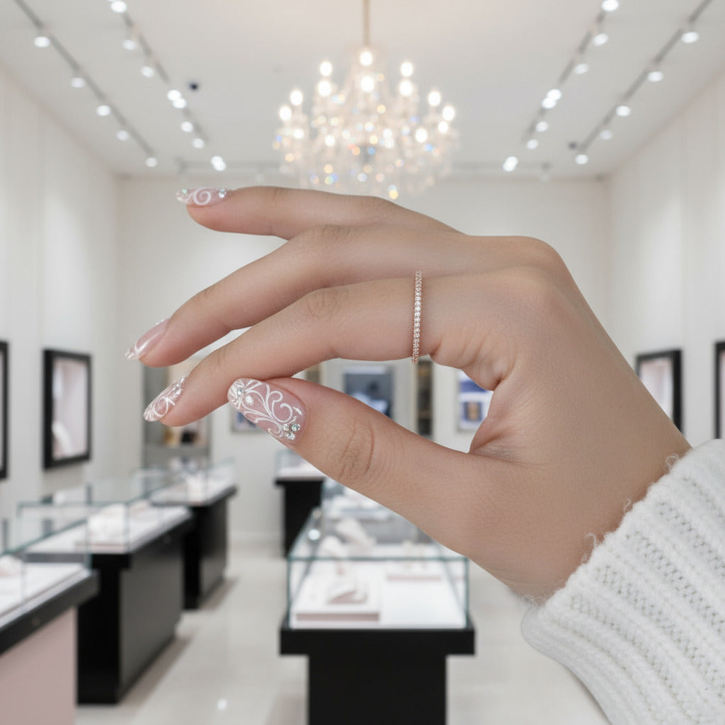 Elegant Rose Gold Wedding Band Set-Black Diamonds New York